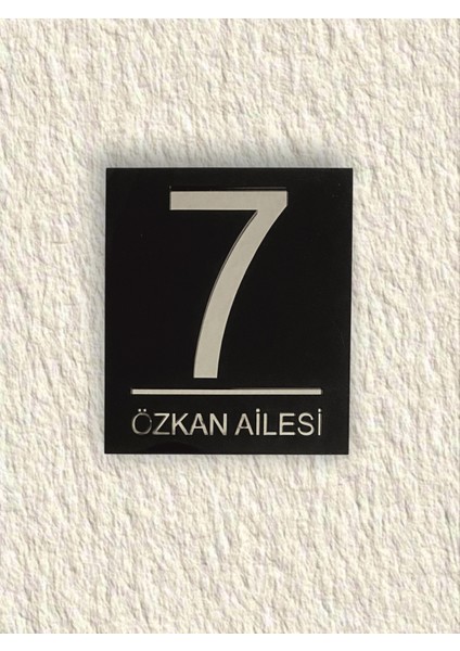 Modern Kapı Numarası Kişiye Özel Siyah - Içi Aynalı Pleksi