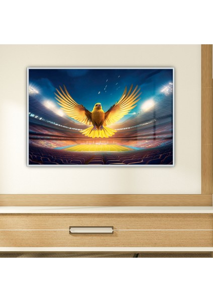 Metal Çerçeveli Yatay Cam Stadyumda Uçan Sarı Kanarya