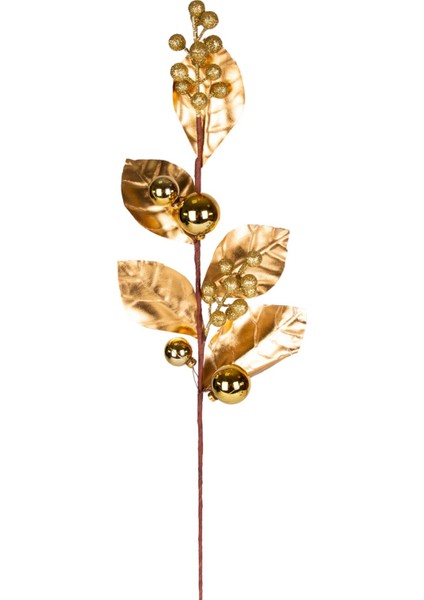 Tekno Trust Yılbaşı Çiçeği Pike Berry Gold Simli Gold Yapraklı Yılbaşı Toplu Gold 70 Cm.