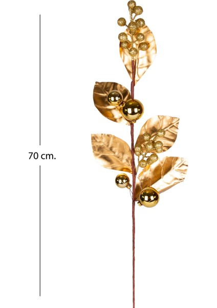 Tekno Trust Yılbaşı Çiçeği Pike Berry Gold Simli Gold Yapraklı Yılbaşı Toplu Gold 70 Cm.