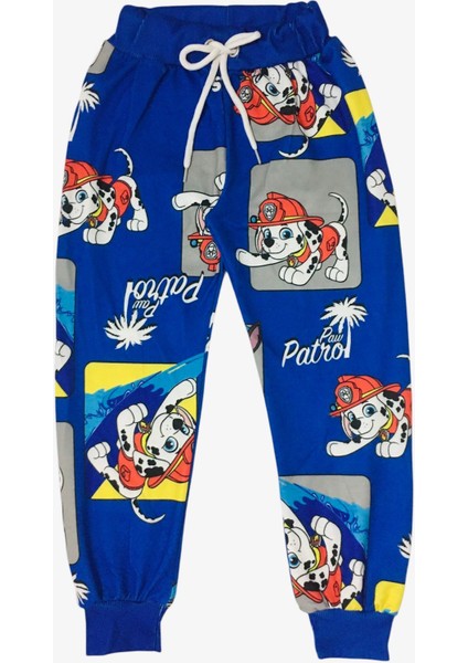 Erkek Çocuk 2 Iplikli Full Likralı Kumaş Paw Patrol Karakterli Mavi Uzun Kollu Eşofman Takım modelleri