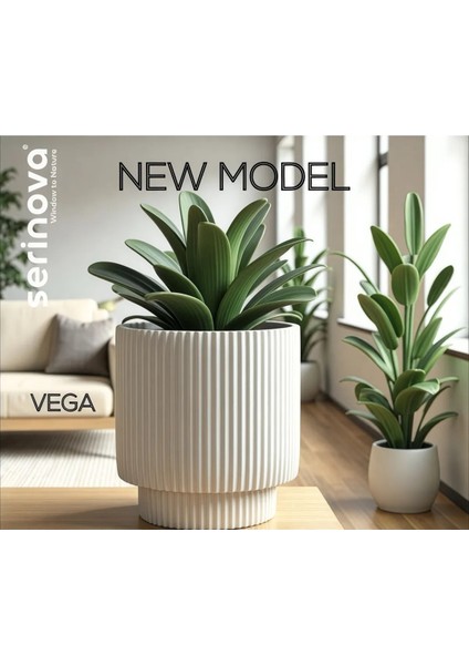 Vega Model Beyaz Büyük Modern Saksı, 36.6 cm x 36.6 cm 33 Lt