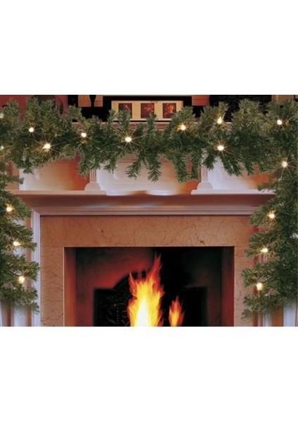 Tekno Trust Işıklı Yılbaşı Çam Ağacı Kalın Garland Dekor 160CM Çam Dalı 5 M Fişli Pirinç LED