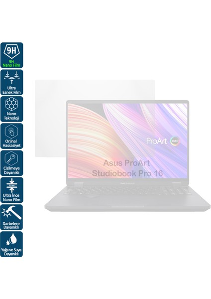 Nanoshield Pro Asus Proart Studiobook Pro 16 16.0 Inç 16:10 Notebook Şeffaf Nano Film