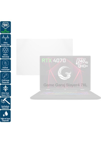 Nanoshield Pro Game Garaj Slayer4 7xl 17.0 Inç 16:9 Notebook Şeffaf Nano Film