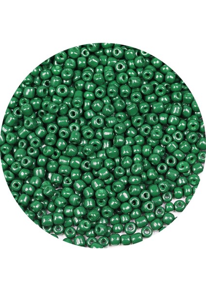 Koyu Yeşil Renk 4 mm Yaklaşık 220 Adet/20 Gram Cam Boncuk Oya Yazma Bileklik ve Kolye