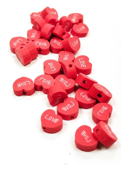 90 Adet 10 mm Polimer Kil Fimo Boncuk Takı Bileklik + 5 Metre Lastikli Misina - Kalp Love fiyatları