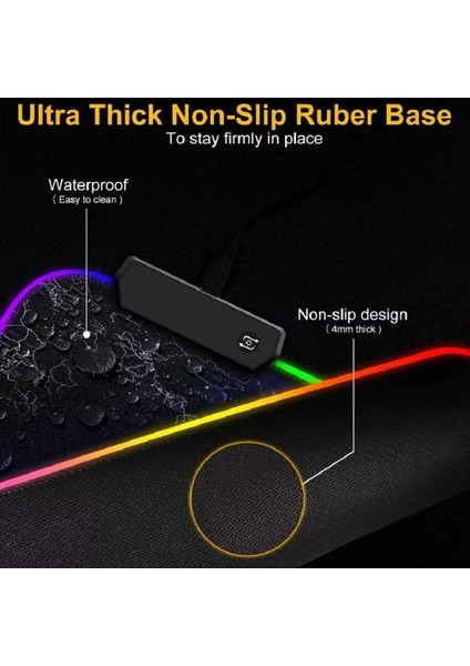 Rgb Işıklı Dünya Desenli Kaymaz Tabanlı Oyuncu Mouse Pad 80X30