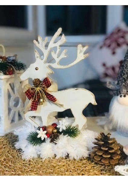 Tekno Trust Dekoratif Ren Geyiği, Yılbaşı Süsü, Ahşap Boyama Noel Süsü