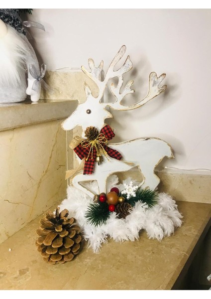 Tekno Trust Dekoratif Ren Geyiği, Yılbaşı Süsü, Ahşap Boyama Noel Süsü