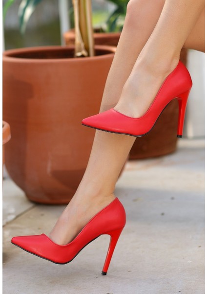 Kırmızı Cilt Stiletto Ayakkabı