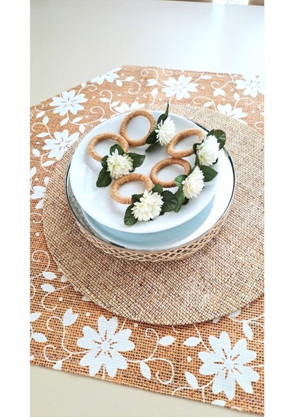 Tekno Trust 6'lı Yılbaşı Süsü, Beyaz Çiçek Peçete Halkası, Peçete Yüzüğü modelleri