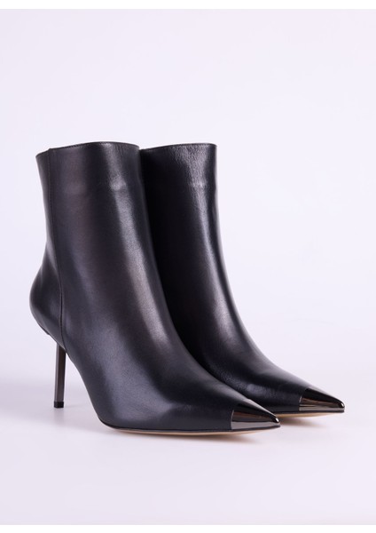 Deri Siyah Kadın Topuklu Bot Rebecca fiyatları