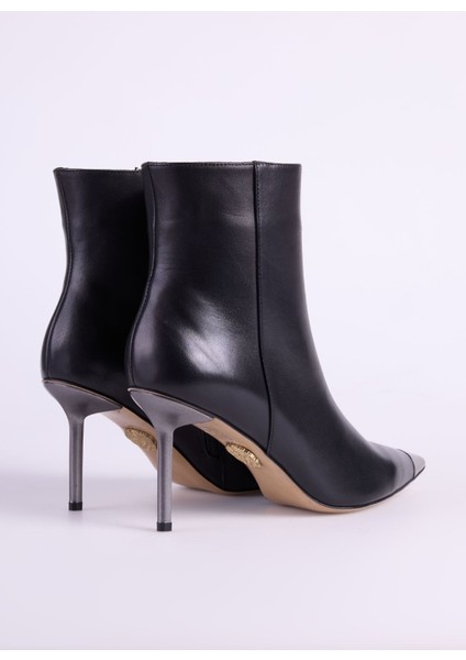 Deri Siyah Kadın Topuklu Bot Rebecca modelleri
