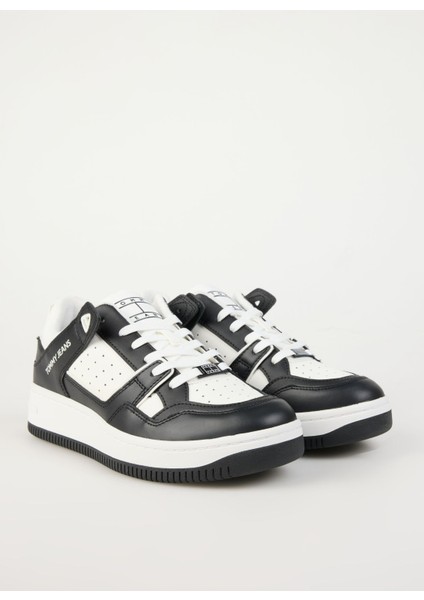 Tommy Hilfiger Beyaz - Siyah Erkek Sneaker Tjm Basket Retro Cupsole Wl