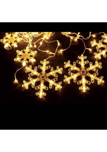 Tekno Trust 3 Metre LED Işıklı 12'li Kar Tanesi Işık Zinciri Dekoratif Fişli Aydınlatma Ev Dekorasyonu Süsleme indirimleri
