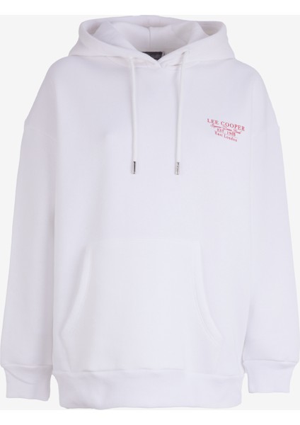 Kapüşon Yaka Baskılı Beyaz Kadın Sweatshırt 251 Lcf 241010 Kındy Beyaz