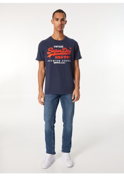 Bisiklet Yaka Lacivert Erkek T-Shirt M1012001AZRN_DUO Vıntage Logo T Shı fiyatları