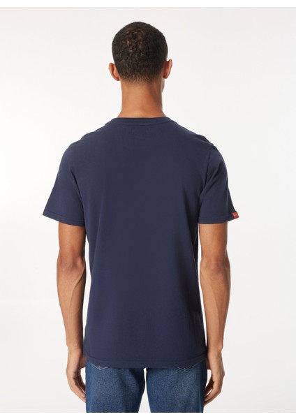 Bisiklet Yaka Lacivert Erkek T-Shirt M1012001AZRN_DUO Vıntage Logo T Shı indirimleri