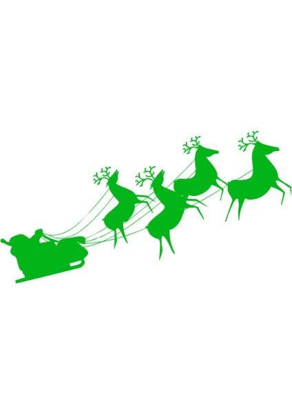 Tekno Trust Yılbaşı Süslemeleri Noel Baba Geyikler Sticker Çıkartma 26X50CM - Yeşil
