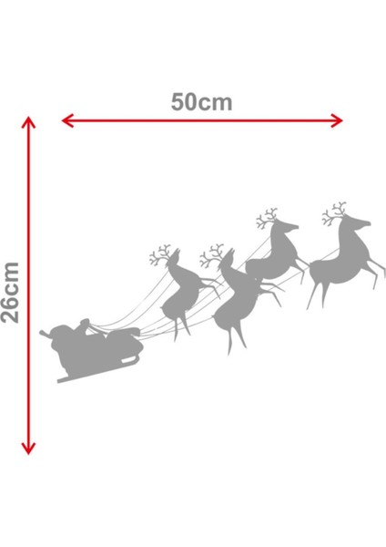 Tekno Trust Yılbaşı Süslemeleri Noel Baba Geyikler Sticker Çıkartma 26X50CM - Yeşil