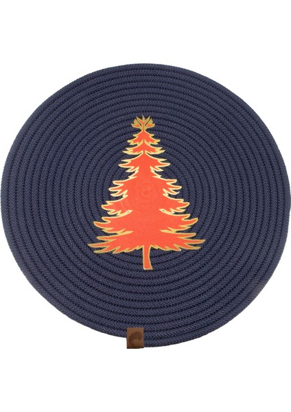 Christmas Yılbaşı Ağaç Temalı Lacivert Amerikan Servis Supla (35CM)