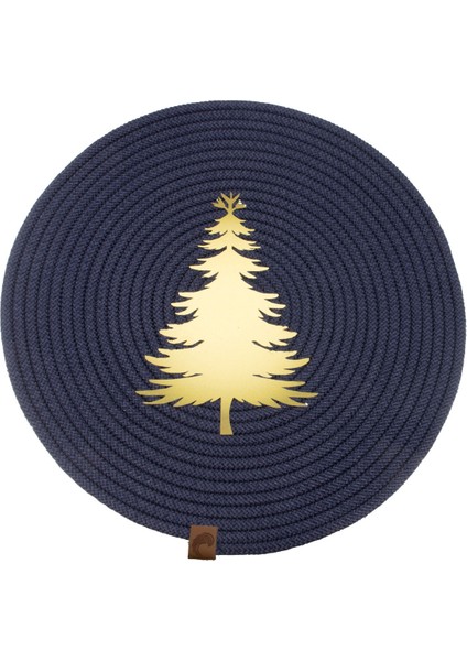 Christmas Yılbaşı Ağaç Temalı Lacivert Amerikan Servis Supla (35CM)