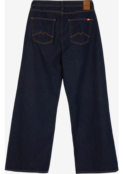 Yüksek Bel Bol Paça Bol Kesim Lacivert Kadın Denim Pantolon Luıse Wide modelleri