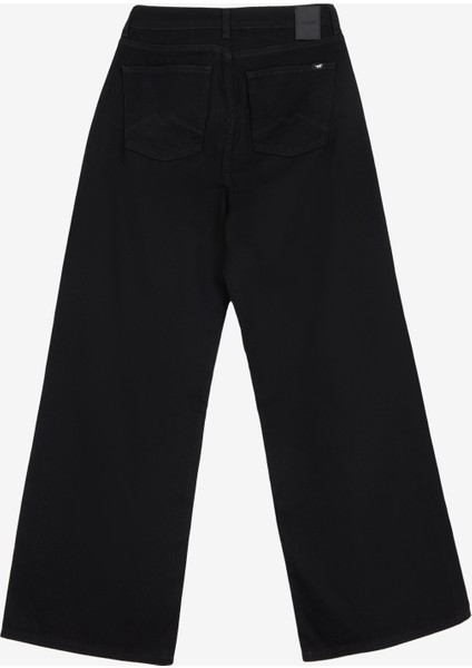 Yüksek Bel Bol Paça Bol Kesim Siyah Kadın Denim Pantolon Luıse Wide