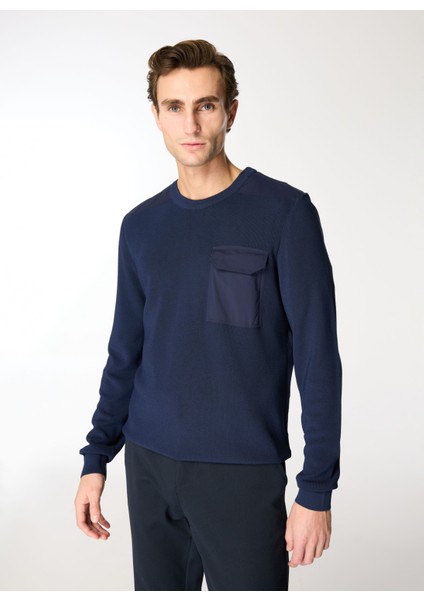 Bisiklet Yaka Basic Düz Lacivert Erkek Kazak F4WM-KZK F52