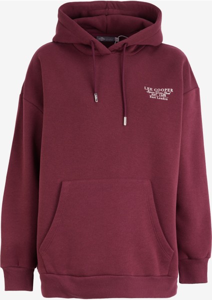 Kapüşon Yaka Baskılı Bordo Kadın Sweatshırt 251 Lcf 241010 Kındy Bordo