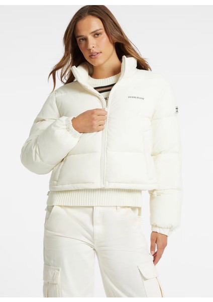 Krem Kadın Mont Gj Cropped Puffer - Recy Coated Lıg