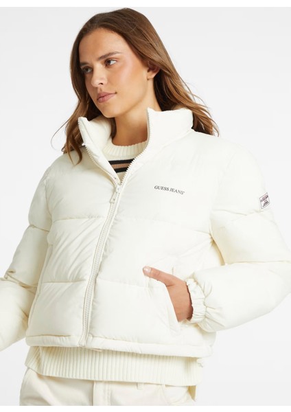 Krem Kadın Mont Gj Cropped Puffer - Recy Coated Lıg