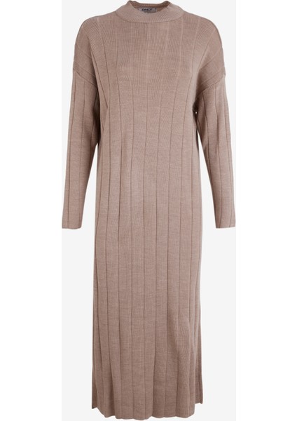 Düz Bakır Standart Kadın Elbise Onltess Ls Hıghneck Mıdı Dress Knt