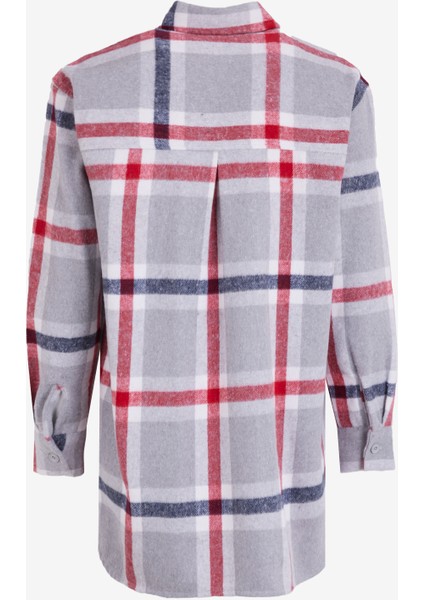 Regular Fit Klasik Yaka Ekose Gri - Lacivert Kadın Gömlek 251 Lcf 241001 Nature Gri-Lacivert fiyatları