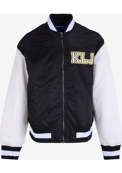 Siyah - Beyaz Erkek Mont 245D1502_KLJ Logo Bomber