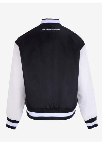 Siyah - Beyaz Erkek Mont 245D1502_KLJ Logo Bomber