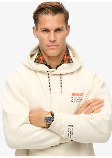 Kapüşon Yaka Gri Erkek Sweatshırt M2013731A1KS_UTILITY Sport Logo Loo modelleri