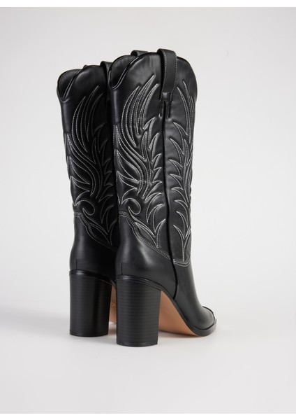 The Zaina Kadın Siyah Western Topuklu Çizme modelleri