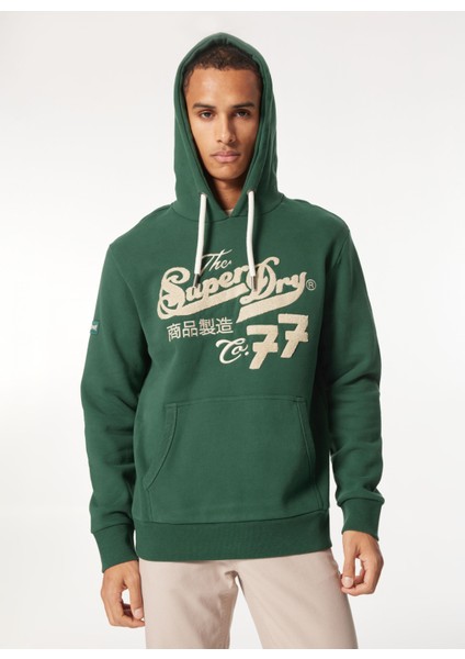 Kapüşon Yaka Yeşil Erkek Sweatshırt M2013697AXO9_EMBROIDER Scrıpt Graph fiyatları