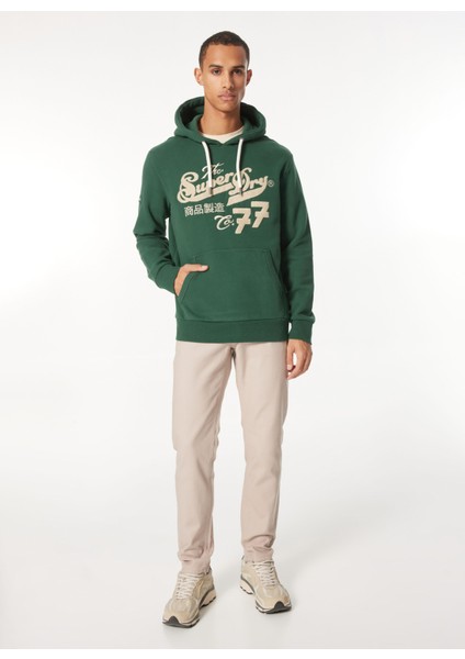 Kapüşon Yaka Yeşil Erkek Sweatshırt M2013697AXO9_EMBROIDER Scrıpt Graph modelleri