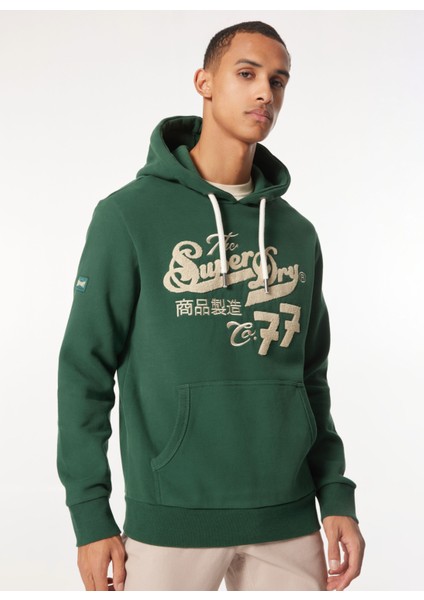 Kapüşon Yaka Yeşil Erkek Sweatshırt M2013697AXO9_EMBROIDER Scrıpt Graph fırsatları