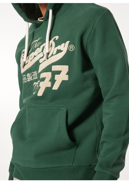 Kapüşon Yaka Yeşil Erkek Sweatshırt M2013697AXO9_EMBROIDER Scrıpt Graph indirimleri