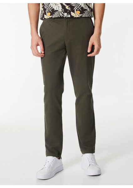 Normal Bel Comfort Fit Haki Erkek Pantolon ACE012510181_PANTOLON Yan Cep fiyatları