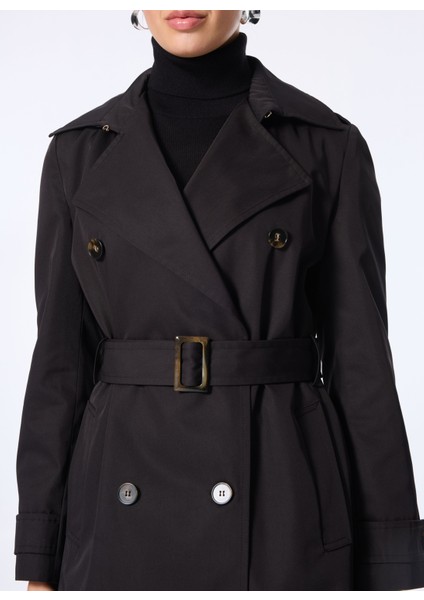 P By Paltoı Siyah Kadın Trençkot 2347 indirimleri