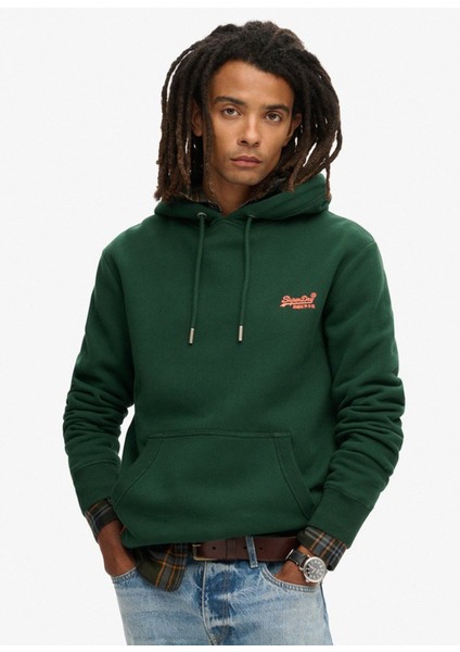 Kapüşon Yaka Yeşil Erkek Sweatshırt M2013110A27E_ESSENTIAL Logo Hoodıe