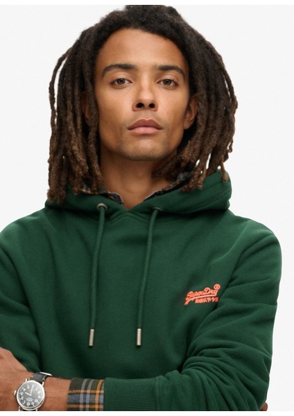 Kapüşon Yaka Yeşil Erkek Sweatshırt M2013110A27E_ESSENTIAL Logo Hoodıe