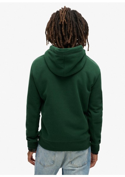Kapüşon Yaka Yeşil Erkek Sweatshırt M2013110A27E_ESSENTIAL Logo Hoodıe
