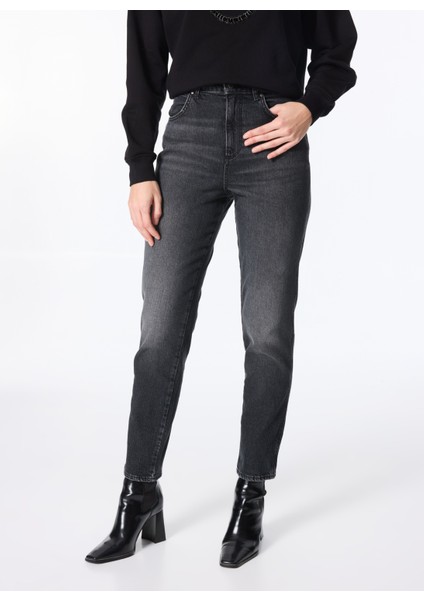 Yüksek Bel Dar Paça Relaxed Taş Kadın Denim Pantolon W24601758 Stone Jean Pantolon modelleri
