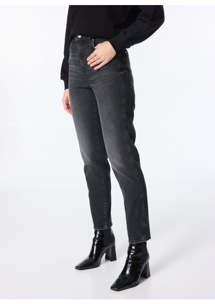Yüksek Bel Dar Paça Relaxed Taş Kadın Denim Pantolon W24601758 Stone Jean Pantolon fırsatları